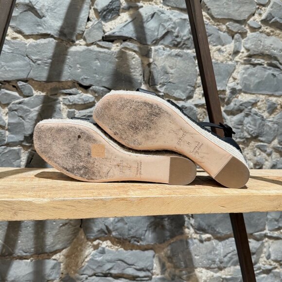 Hermès Black Leather Elda Wedges Espadrilles H Sandals - Picture 7 of 12